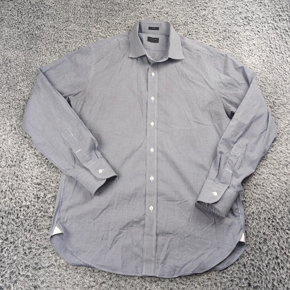 J Crew Shirt Men 15.5 Blue Check Ludlow Classiccore Button Up Career Preppy